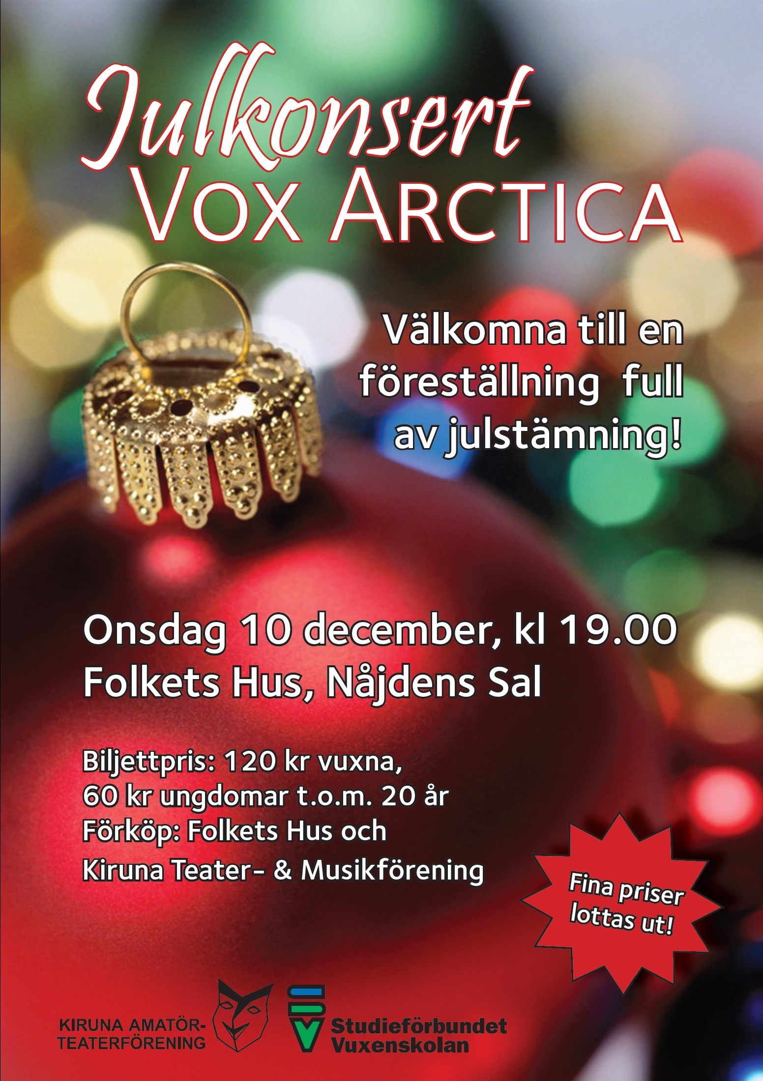Affisch fr Vox Arctica Julkonsert p Musikfrestllning i Kiruna p Kiruna Folkets Hus